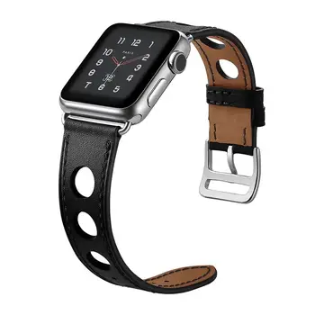 Кожаный ремешок для Apple Watch Ultra 49 мм для iwatch 8 7 45 мм 41 мм мягкий кожаный ремешок с тремя отверстиями iWatch 6 5 4 3 SE 44 мм 42 мм 40 мм