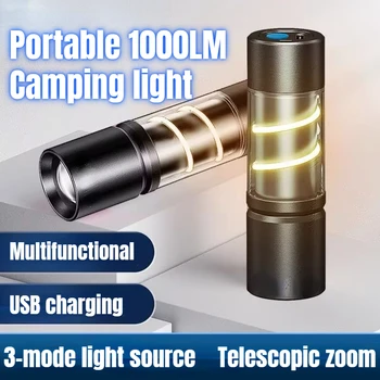 Многофункциональный Ретро Кемпинг Light LED Atmosphere Light Type-C USB Перезаряжаемый 4 Режима Водонепроницаемый Рыбалка Кемпинг Аварийный De