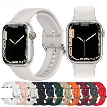Силиконовый Ремешок для Apple Watch Band 49 мм 45 мм 44 мм 42 мм 41 мм 40 мм 38 мм Браслет iWatch Series Ultra 9 8 7 6 5 4 3 SE Ремешок для Часов