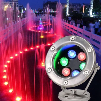 Светодиодный светильник для фонтана из нержавеющей стали с регулируемым углом наклона IP68 AC 12V RGB, Изменяющий цвет, Плавающий Подводный светильник