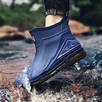 PARZIVAL/ Новые мужские непромокаемые ботинки; Нескользящая Удобная Резиновая обувь; Уличная Водонепроницаемая обувь; Непромокаемая обувь на толстой подошве 낚시장화