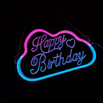 Светодиодная неоновая вывеска Happy Birthday с питанием от USB для декора вечеринки по случаю Дня рождения Oh Baby Neon Light Позволяет повесить домашний декор для вечеринки