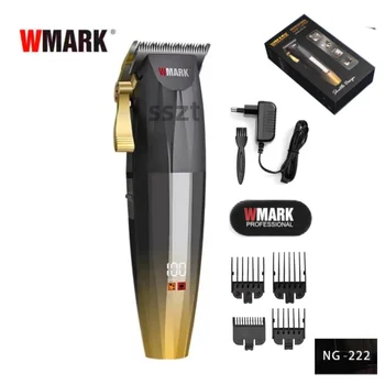 WMARK NG-222 Профессиональная мужская машинка для стрижки волос с ЖК-дисплеем, электромеханический толкатель для стрижки бороды старшего парикмахера