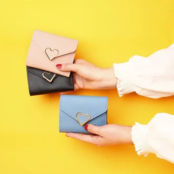 Новый кошелек, сумка для карт, женская короткая модная трехстворчатая студенческая сумка с зажимом для денег, простой мини-кошелек