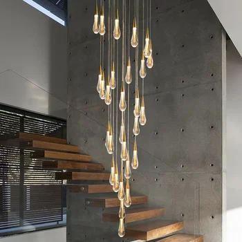 Современная хрустальная люстра для лестницы с дизайном 