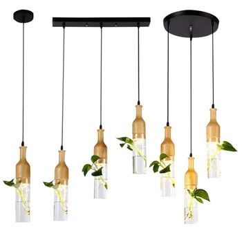 Современные светодиодные подвесные светильники для растений люстры для деревянных стеклянных бутылок Промышленный декор Подвесной светильник Освещение