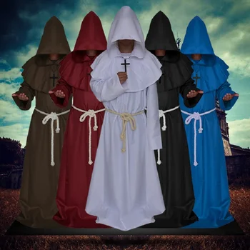 Средневековый Хэллоуин, одеяние христианского монаха-священника, плащ Ведьмы, волшебника, накидка, вечеринка на Хэллоуин, костюмы для косплея Death Devil Demon