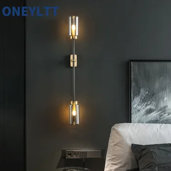 Легкий роскошный длинный настенный светильник из меди, дизайнерская творческая личность, фоновая стена для гостиной, настенный светильник для спальни