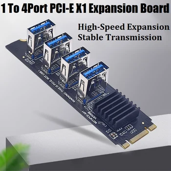 M.2 NVME К 4-портовому PCI-E 1X Riser Card M.2 MKEY PCI-E Адаптер USB3.0 PCI-E Видеокарта расширения ASM1184E Чип