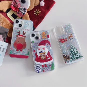 Милый Рождественский Чехол Для телефона с Санта-Клаусом Для Samsung Galaxy A6 A7 A8 A9 A5 J4 J6 Plus J8 2018 A9S A60 M40, Блестящий чехол с Зыбучими Песками