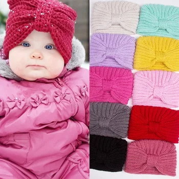 Осенне-Зимняя Детская Вязаная Шерстяная шапка Конфетного цвета для детского тепла и воздухопроницаемости, Вязаная Шапка для девочек
