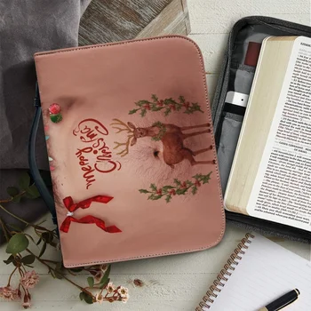 Классическая кожаная сумка с принтом для женщин, сумки с застежкой-молнией, Библейские гимны, изготовленный на заказ чехол для Библии, сумки для хранения Библии