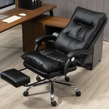 Офисное кресло с вращающейся обивкой, Кожаная подушка, подставка для ног, Удобное офисное кресло, Эргономичное кресло с откидной спинкой, Офисная мебель Sillas Oficina