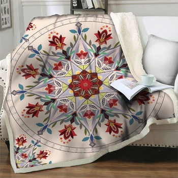 Мягкое теплое цветочное одеяло в этническом стиле с 3D принтом, плюшевые одеяла для кровати, дивана, домашнего декора, йоги, пеших прогулок, стеганого одеяла для сна