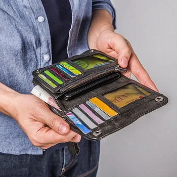 Мужской короткий кошелек из кожи AETOO, многофункциональный держатель для водительских прав, мужской модный ретро-кошелек ручной работы на молнии