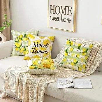 Летняя наволочка с лимонным пледом, Зеленая Декоративная Наволочка, милая наволочка для дивана, украшение для дома на открытом воздухе 40x40cm
