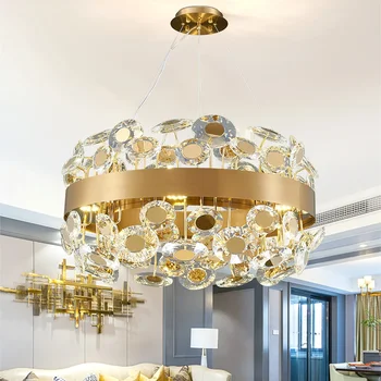 Креативный дизайн, хрустальная люстра, Современный золотой Роскошный круглый кулон, подвесной светильник для гостиной, домашний декор, Подвесной светильник