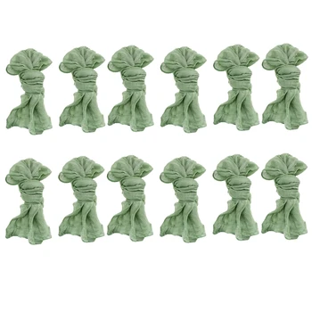 Марлевые салфетки для стола, декоративные тканевые салфетки (зеленые, 12 упаковок)