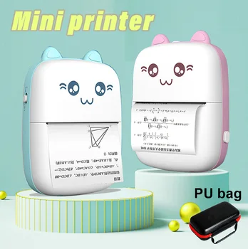 МИНИ Портативный принтер CAT Print Paper Thermal Photo PU Bag Printing Беспроводной принтер Bluetooth Карманный термопринтер
