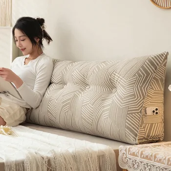 Мягкая треугольная подушка для спальни - съемная моющаяся подушка для чтения на поясничной спинке для домашнего декора