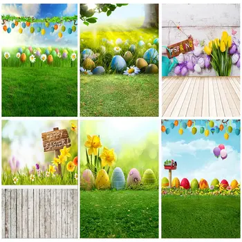 Пасхальные яйца SHUOZHIKE, фоны для фотосъемки с кроликом, реквизит для фотостудии, Весенние Цветы, Детские Фотофоны для младенцев 211215-01