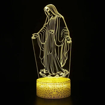 Ночник Иисуса, 3D Иллюзионная лампа, 7 цветов, меняющие цвет, светодиодные христианские Декоративные Настольные лампы USB, христианская молитвенная лампа в подарок