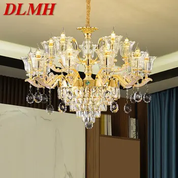 DLMH Современная люстра Золотая Роскошная хрустальная светодиодная свеча Подвесной светильник для дома, гостиной, спальни, декоративных светильников