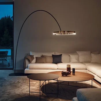 Торшер Nordic Circle для рыбалки, современные светодиодные художественные светильники из кованого железа для гостиной, дивана для спальни, домашнего декора, Стоячий светильник