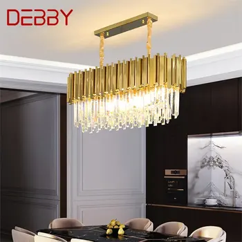Люстра DEBBY Gold Хрустальный прямоугольный подвесной светильник Постмодернистский светодиодный светильник для дома, гостиной, столовой