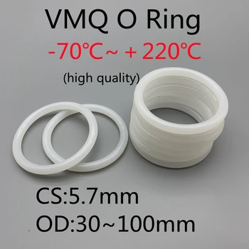 CS 5,7 мм Белые силиконовые уплотнительные кольца VMQ толщиной шайбы Прокладка Пищевое уплотнение Водонепроницаемая изолированная резина Силиконовые уплотнительные кольца 10шт