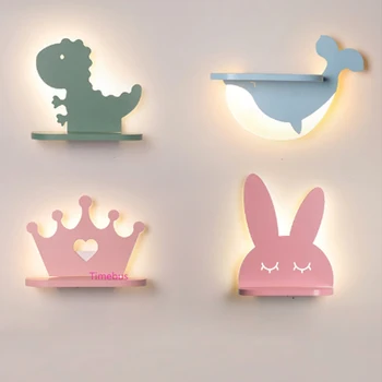 Новинка в стиле ар-деко, настенный светильник с животными, светодиодный мультяшный крокодил, лампа для детей, прикроватная полка принцессы, светодиодное настенное бра, детское освещение