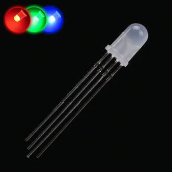 50ШТ Многоцветный 4pin 5 мм RGB Led Диодный Светильник с Рассеянным Трехцветным Круглым Общим Анодом LED 5 мм Светоизлучающий Диод