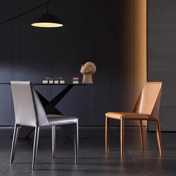 Итальянское минималистичное седло с кожаной спинкой Скандинавский обеденный стул Современный Простой домашний ресторан Легкий роскошный стул Новинка 2023 года
