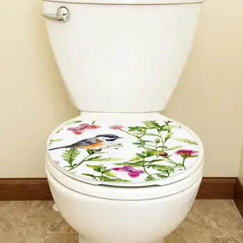 Наклейки на туалеты с букетом, Съемный декоративный ПВХ, водонепроницаемый стикер на сиденье унитаза своими руками для ванной комнаты, декор туалета, бачок для унитаза