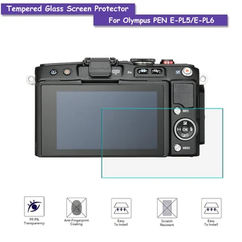 Защитная пленка для ЖК-экрана из закаленного самоклеящегося стекла 9H для аксессуаров для фотоаппаратов Olympus PEN E-PL5 /E-PL6