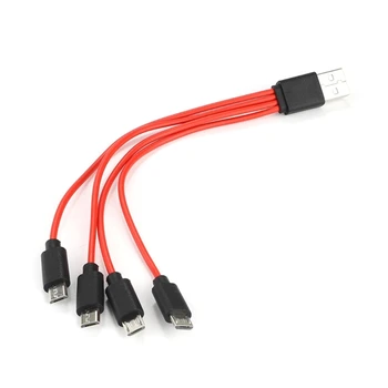 Разветвитель Нескольких Зарядных кабелей Универсальный 4 в 1 с Несколькими USB-кабелями Для нескольких устройств
