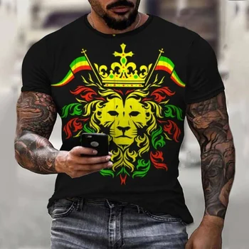 Эмблема Ямайского Льва 2023, Летняя Новинка, Модные Топы с 3D принтом, Футболка, Мужская Повседневная футболка с коротким рукавом, Уличный стиль