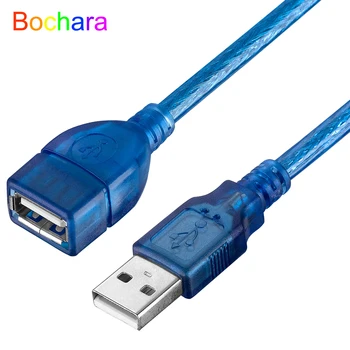 Удлинительный кабель Bochara USB 2.0 от мужчины к женщине с двойным экранированием (фольга + оплетка) Прозрачный Синий 1,5 м 3 м 5 м 10 м