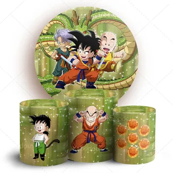 Круглый фон Goku Dragon Ball, украшение для вечеринки по случаю дня рождения мальчиков, фон для фотосъемки, крышка цилиндра для душа ребенка, студийный реквизит