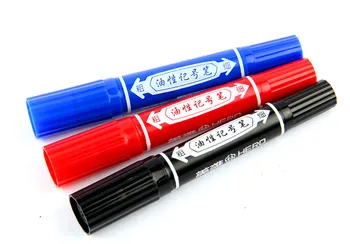 10 Ручек / коробка, перманентный маркер с круглым наконечником и зубилом, красный, черный и синий, JHB00014